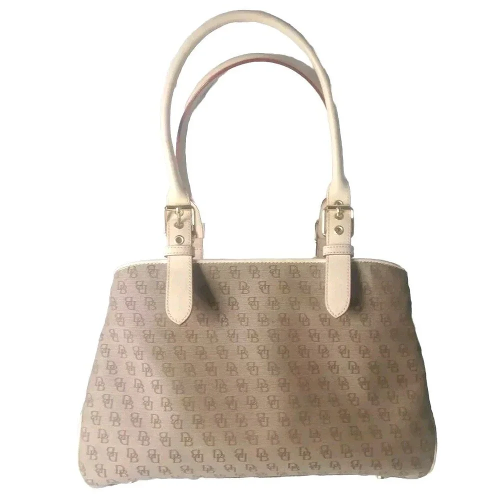 Dooney & Bourke Buckle Satchel Bag Canvas & Leather Handbag H035C BN